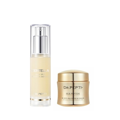 Tinh chất dưỡng trắng, trị nám, chống lão hóa Dr Pepti Centella Dark Spot Solution Ampoule + Kem dưỡng tinh chất vàng 24K chống lão hóa Dr.Pepti Silk Peptide 88 Cream EX
