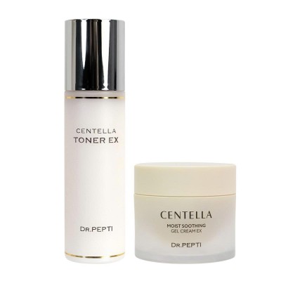 Bộ đôi Toner căng bóng, dưỡng ẩm, phục hồi da Dr.Pepti Centella Tonerc EX + Kem dưỡng ẩm phục hồi da Dr.Pepti Centella Moist Soothing Gel Cream EX
