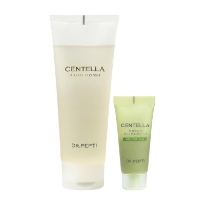 Bộ đôi Gel rửa mặt làm sạch sâu, trị mụn DR.PEPTI CENTELLA PURE GEL CLEANSER + Gel tẩy tế bào chết DR.PEPTI CENTELLA TURNOVER SOFT PEELING GEL