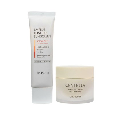 Kem Chống Nắng UV Plus Tone-up Sunscreen Dr Pepti 50ml + Kem dưỡng ẩm phục hồi da Centella moist soothing gel cream EX