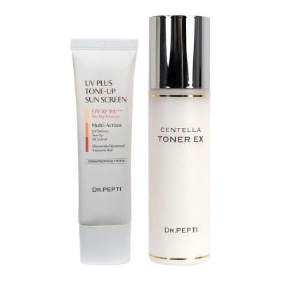 Kem Chống Nắng UV Plus Tone-up Sunscreen Dr Pepti 50ml + Toner Dr.Pepti căng bóng, dưỡng ẩm, phục hồi da Centella Toner EX