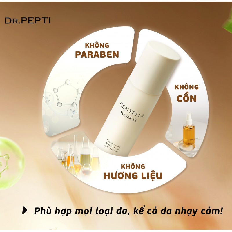 Toner Dr.Pepti căng bóng, dưỡng ẩm, phục hồi da Centella Toner EX